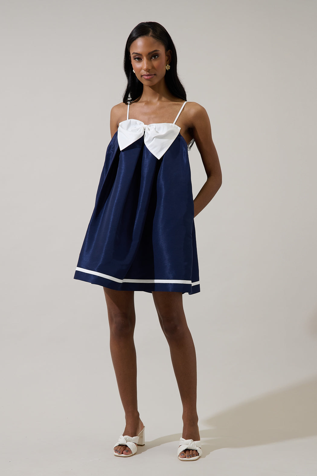 Domina Bow Trapeze Mini Dress