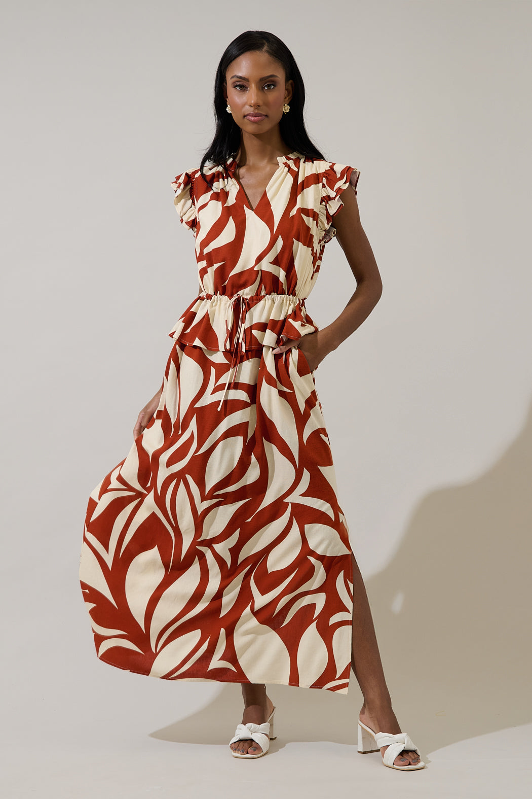 Astra Ruffle Maxi Dress Abstract