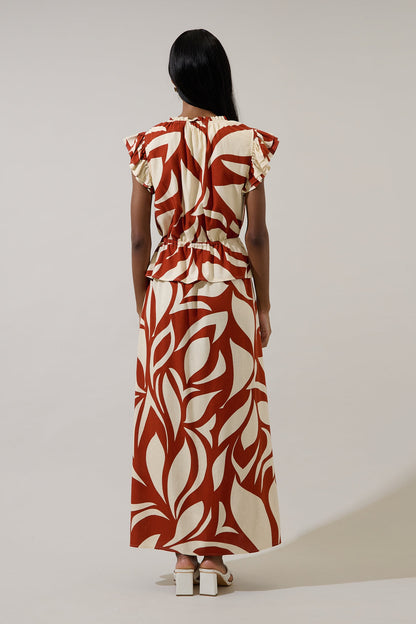 Astra Ruffle Maxi Dress Abstract