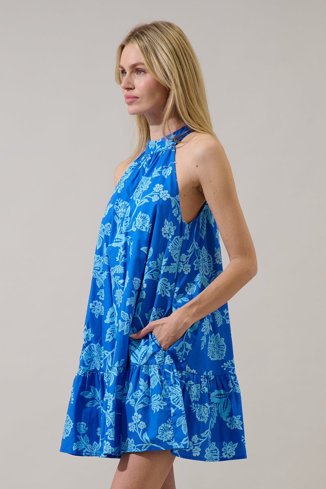 Della Halter Mini Dress Persa Floral