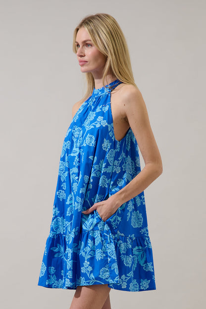 Della Halter Mini Dress Persa Floral