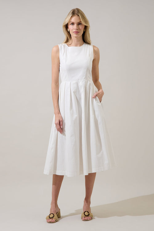 Emily Pleated Sleeveless Midi Dress