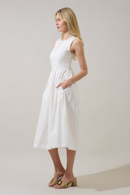 Emily Pleated Sleeveless Midi Dress