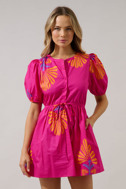 Alba Puff Sleeve Mini Dress Krane Geo
