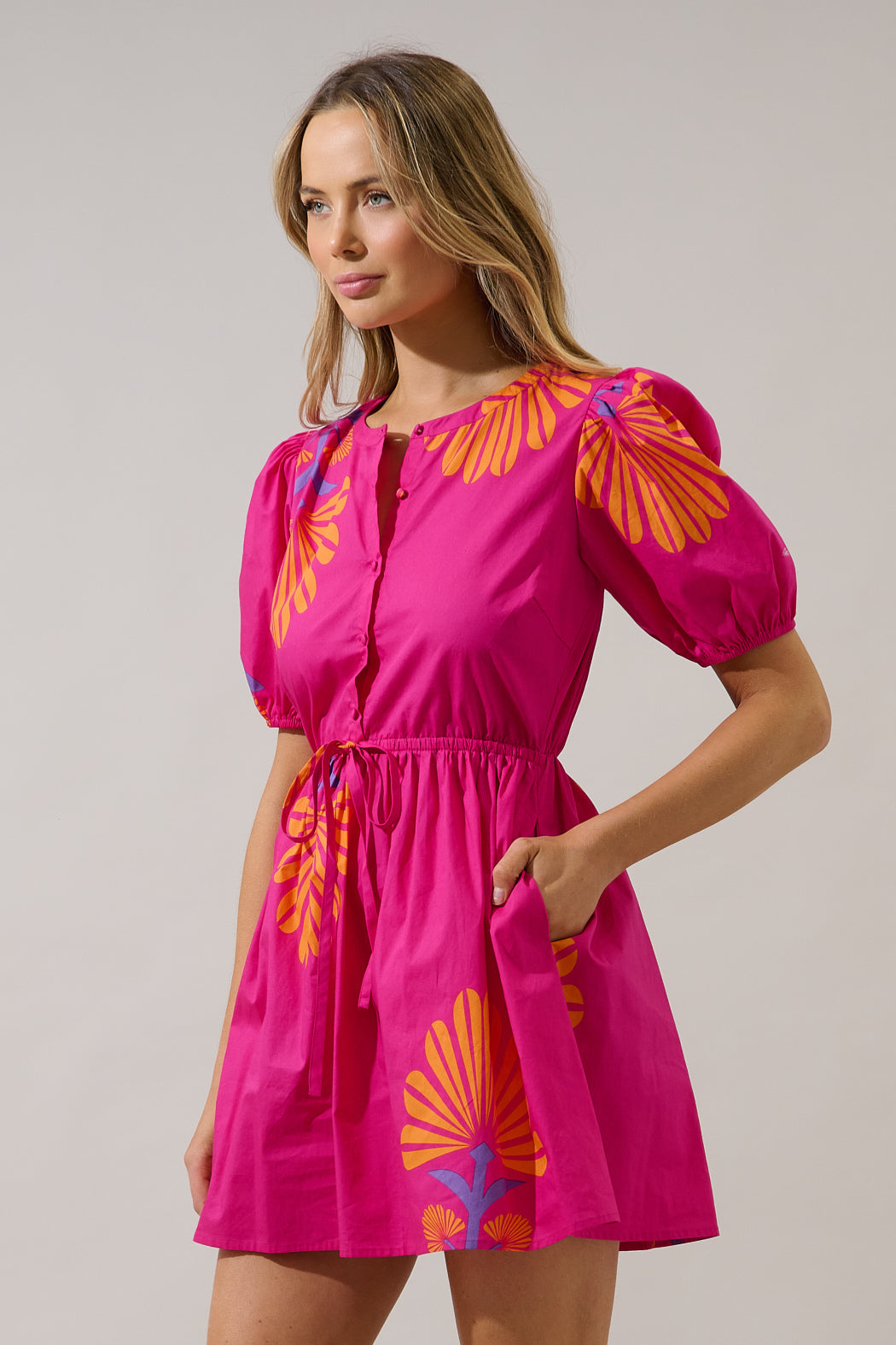 Alba Puff Sleeve Mini Dress Krane Geo