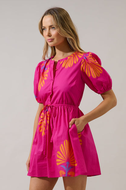 Alba Puff Sleeve Mini Dress Krane Geo