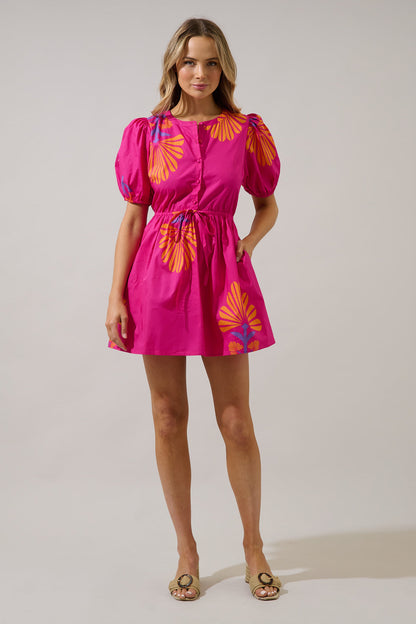 Alba Puff Sleeve Mini Dress Krane Geo