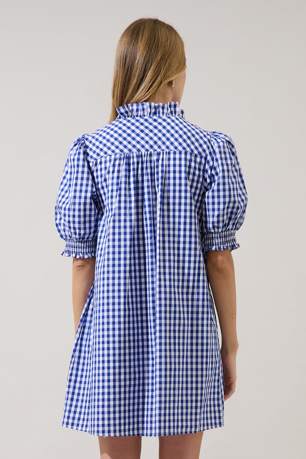 Brisla Gingham Ruffle Mini Dress