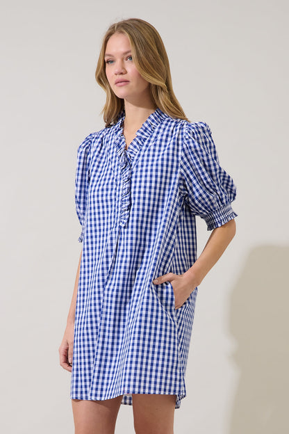 Brisla Gingham Ruffle Mini Dress