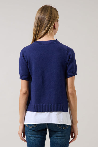 Dierra Mix Media Short Sleeve Sweater