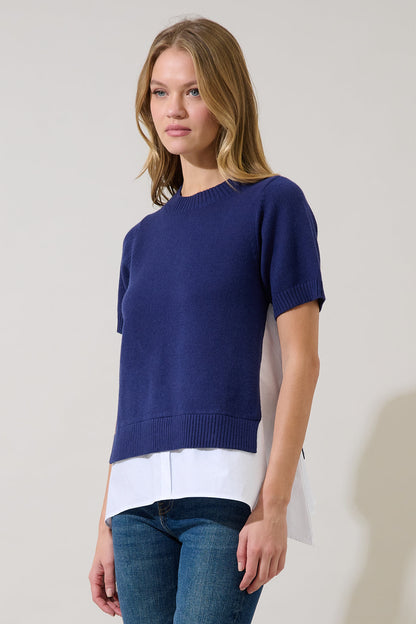 Dierra Mix Media Short Sleeve Sweater