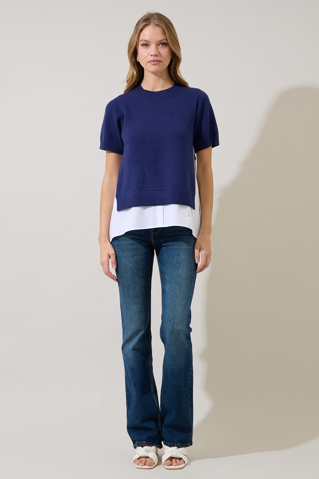 Dierra Mix Media Short Sleeve Sweater