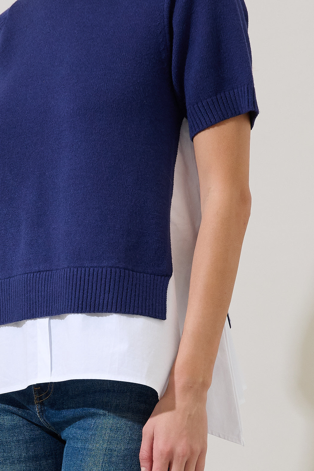 Dierra Mix Media Short Sleeve Sweater