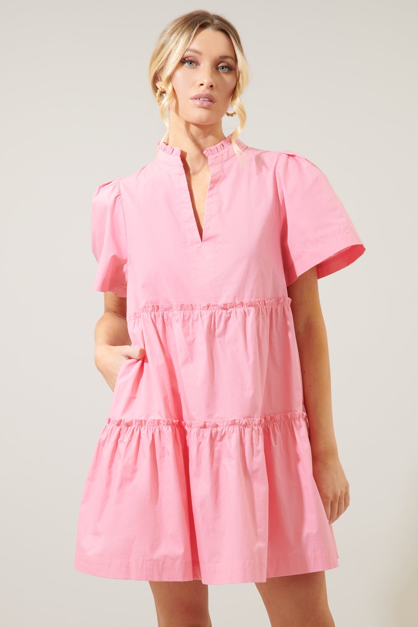Amelia Tiered Babydoll Short Sleeve Dress