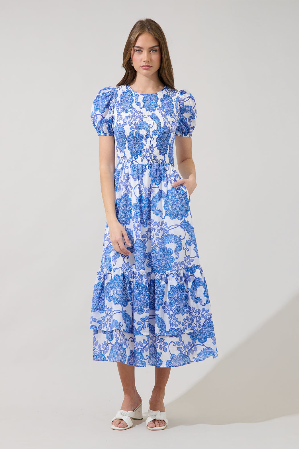 Aruba Smocked Midi Dress Floral