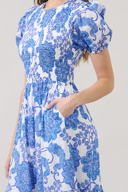 Aruba Smocked Midi Dress Floral
