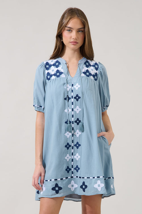 Dervina Embroidered Shift Mini Dress