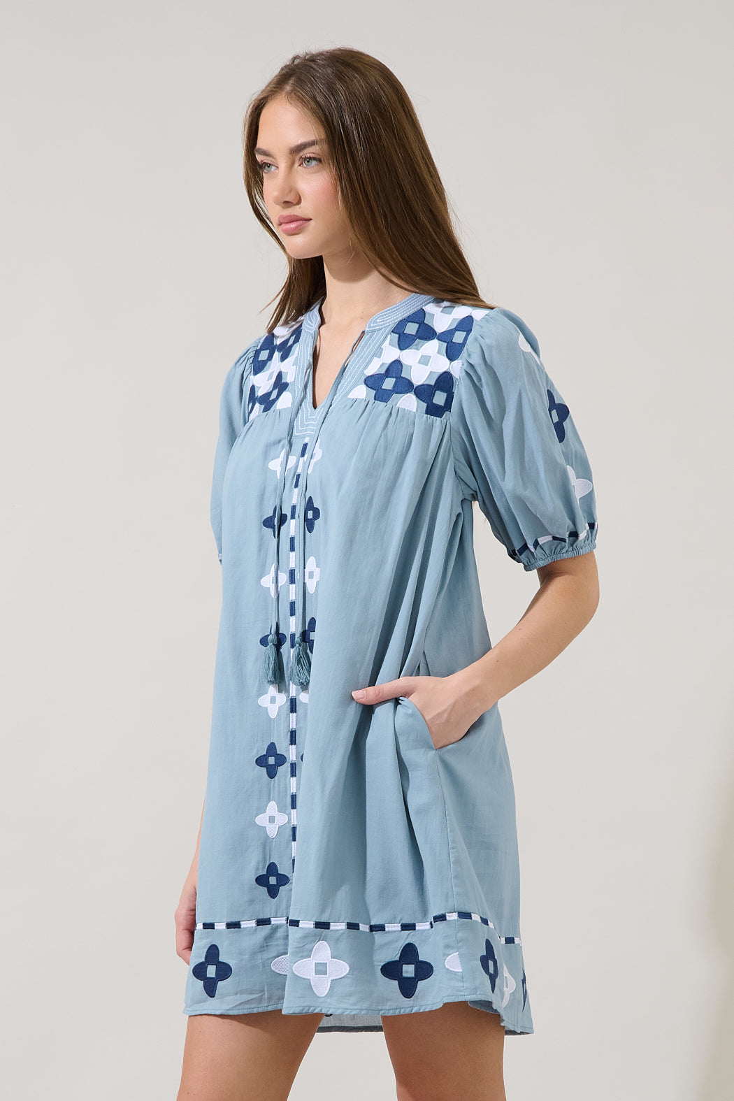 Dervina Embroidered Shift Mini Dress