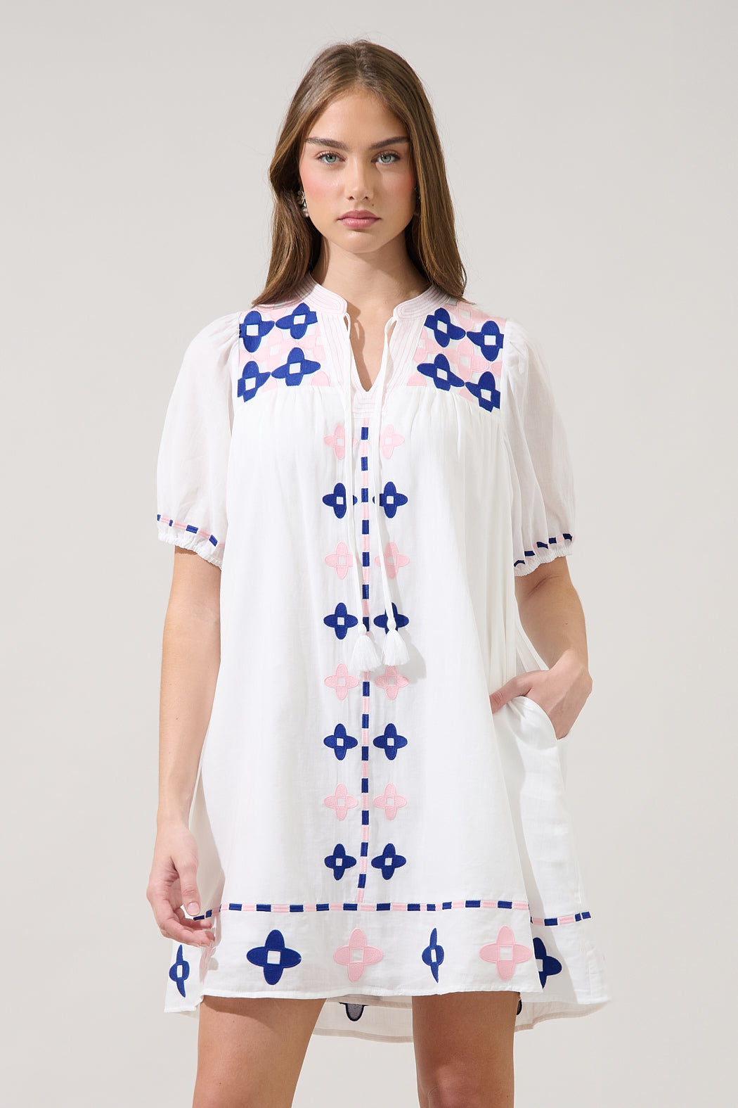 Dervina Embroidered Shift Mini Dress