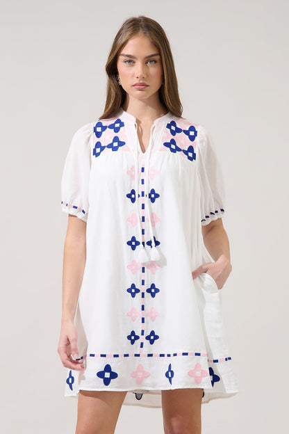 Dervina Embroidered Shift Mini Dress