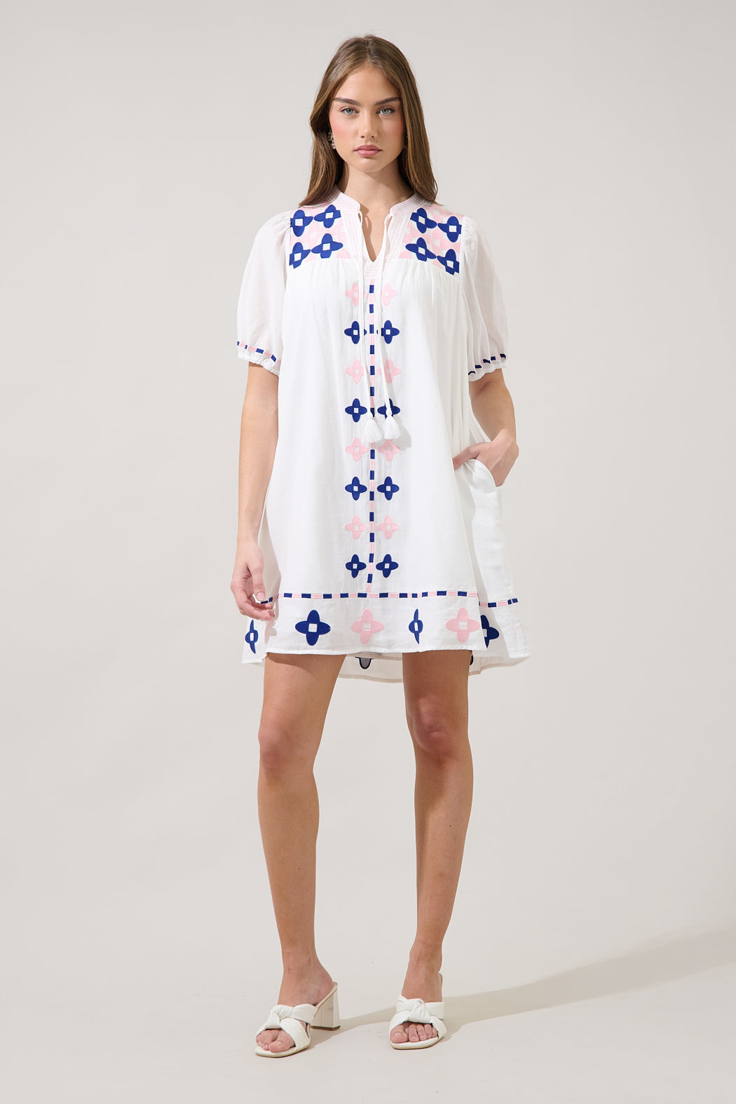 Dervina Embroidered Shift Mini Dress