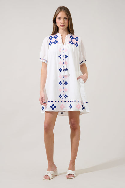 Dervina Embroidered Shift Mini Dress