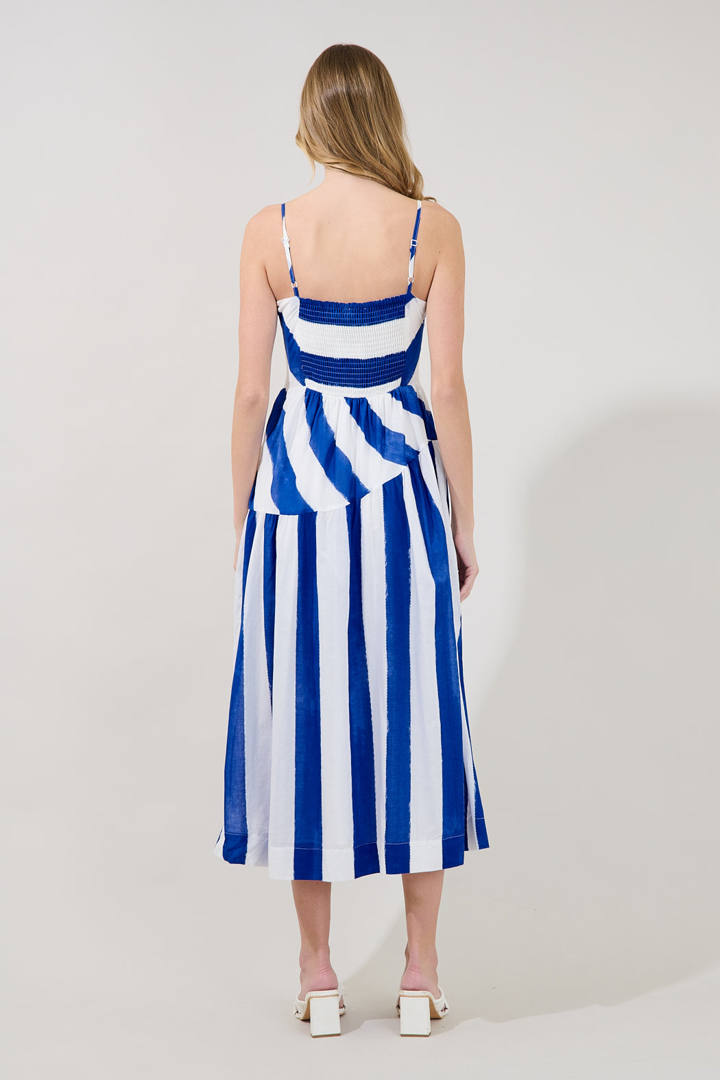 Daira Asymmetrcal Midi Dress Stripe