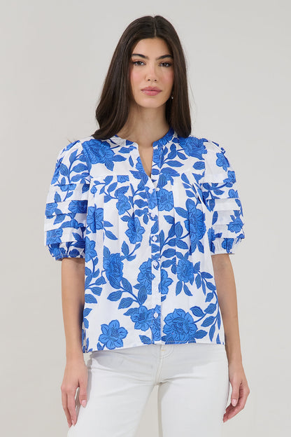 Court Button Down Top Glantis Floral