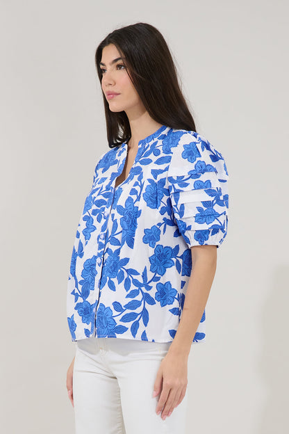 Court Button Down Top Glantis Floral
