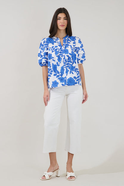 Court Button Down Top Glantis Floral