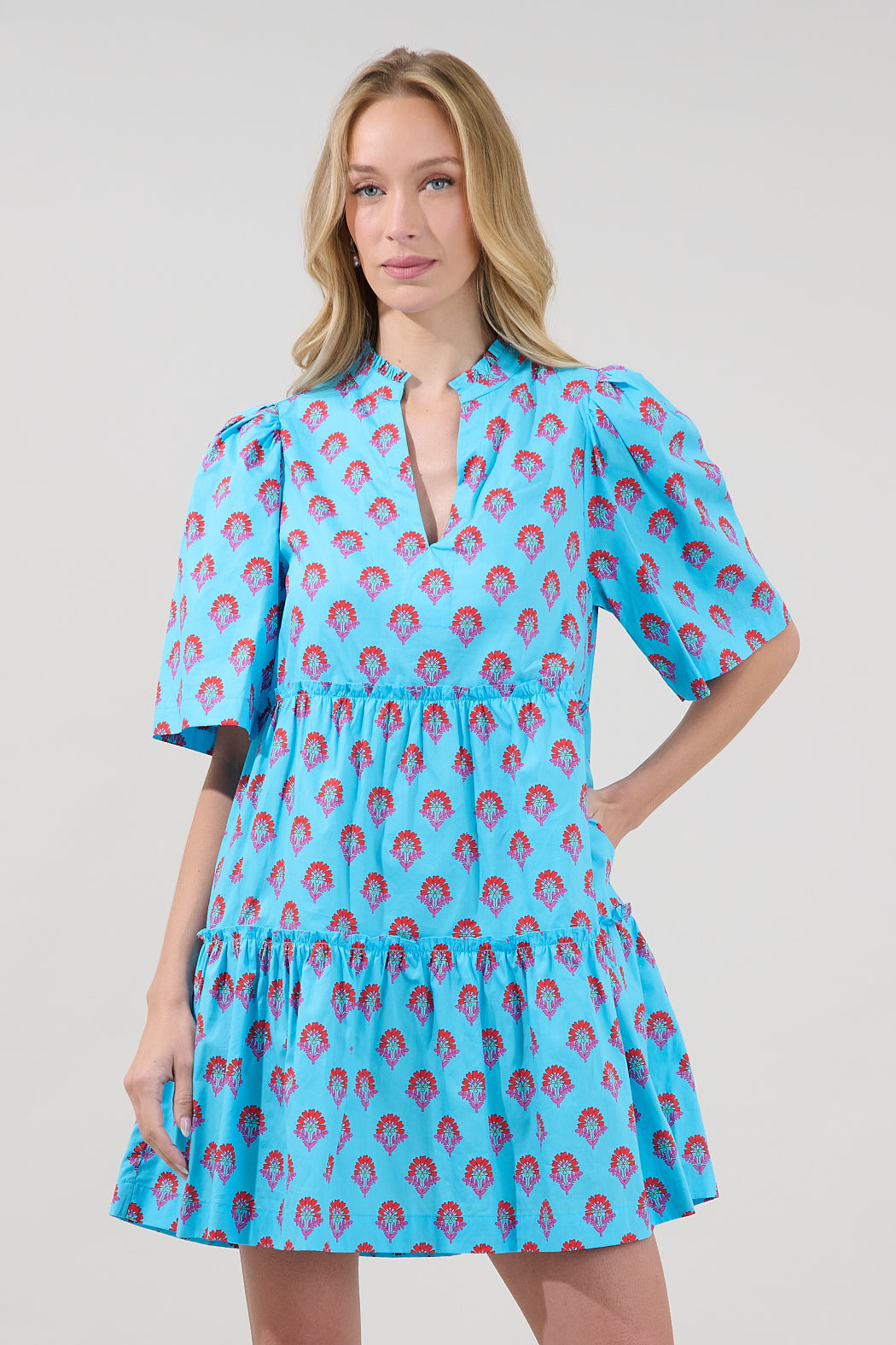 Dixie Split Neck Shift Dress Floral