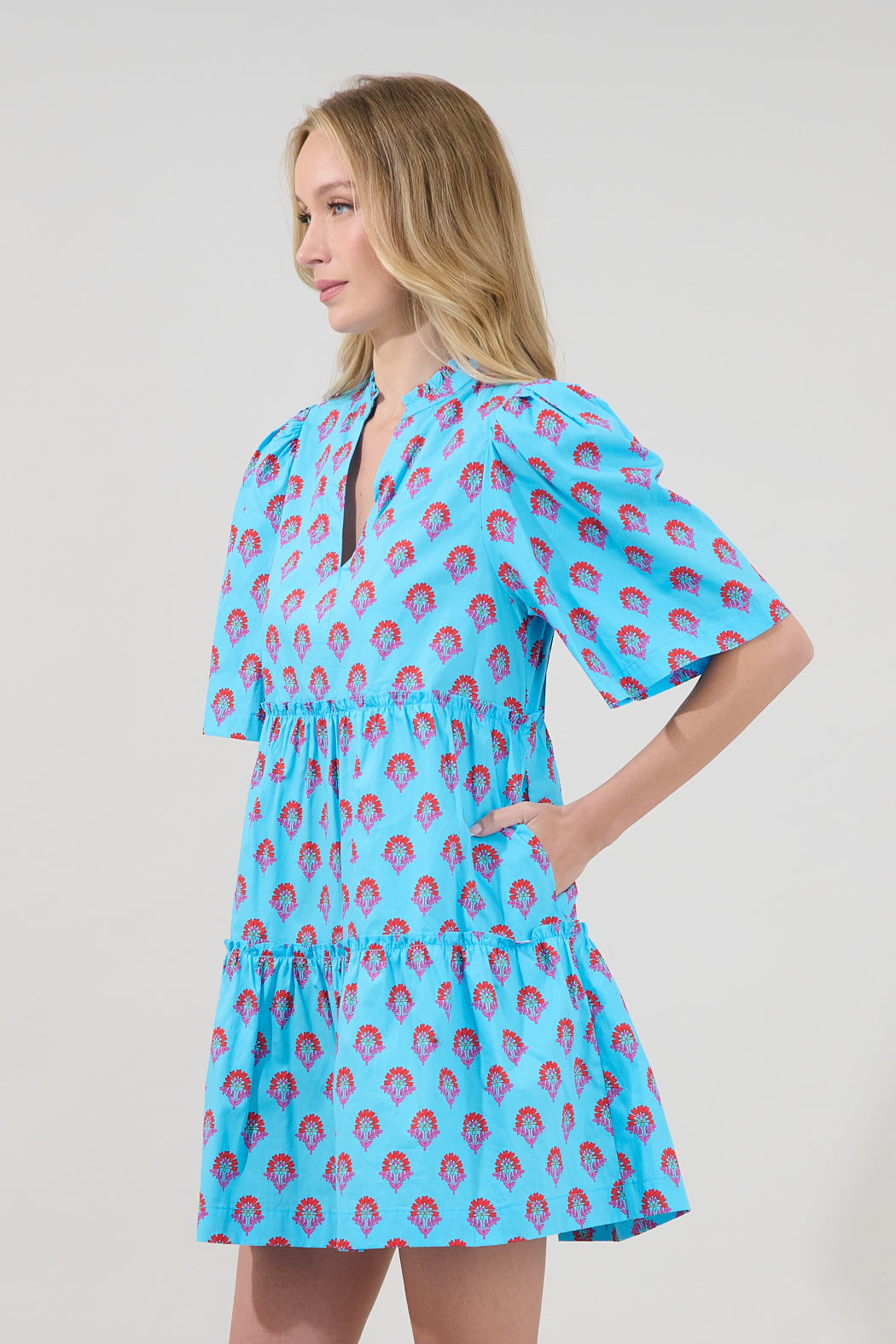 Dixie Split Neck Shift Dress Floral