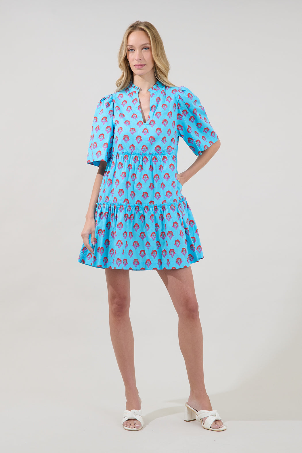 Dixie Split Neck Shift Dress Floral