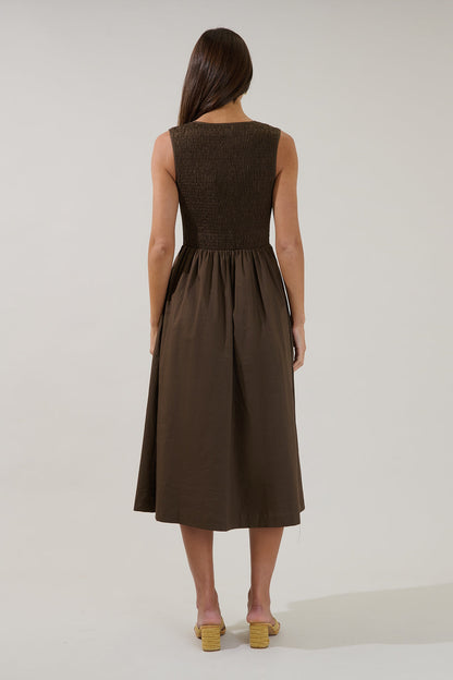 Emily Pleated Sleeveless Midi Dress