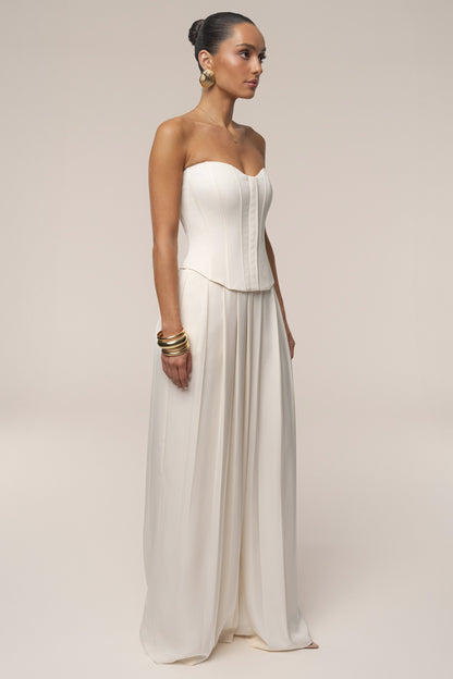 Buttercream Clara Wide Leg Pleated Trousers
