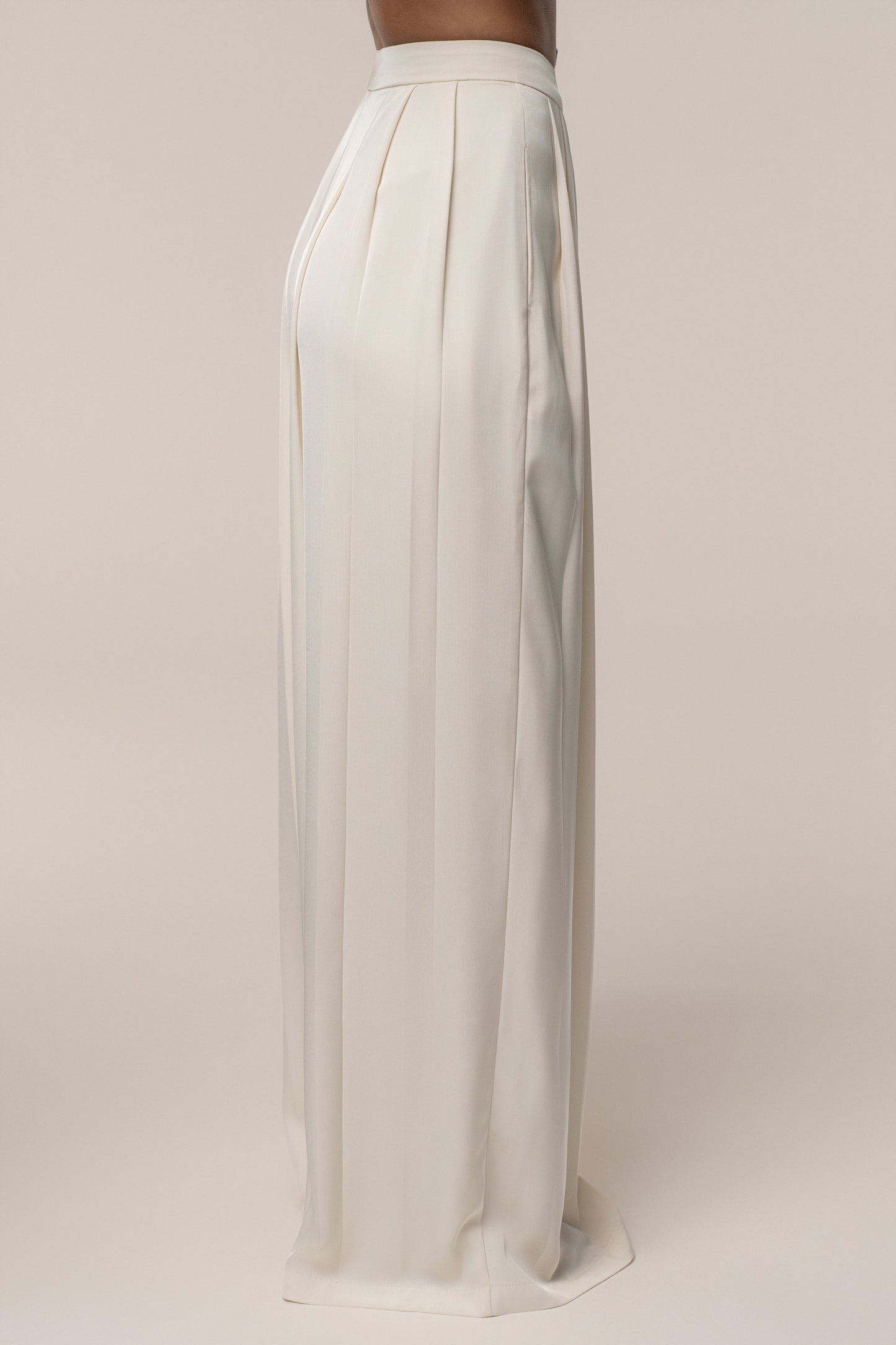 Buttercream Clara Wide Leg Pleated Trousers
