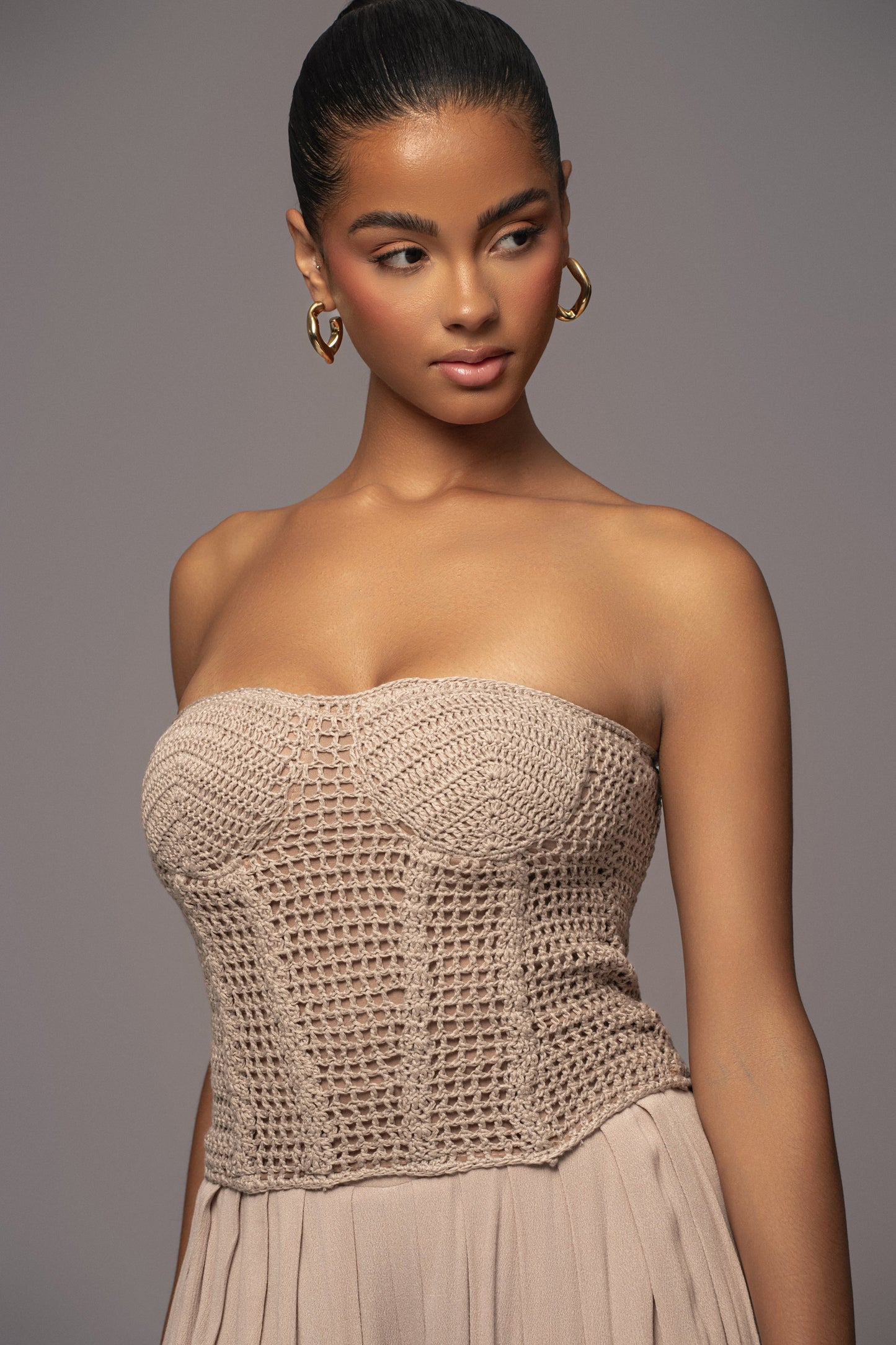 Natural Want It All Crochet Bustier