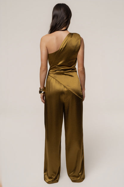 Olive Palmera Satin Top