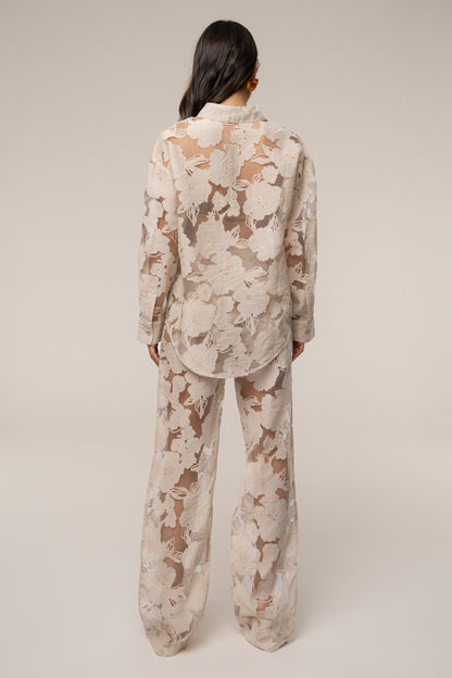 PRE-ORDER Beige Organza Floral Pant