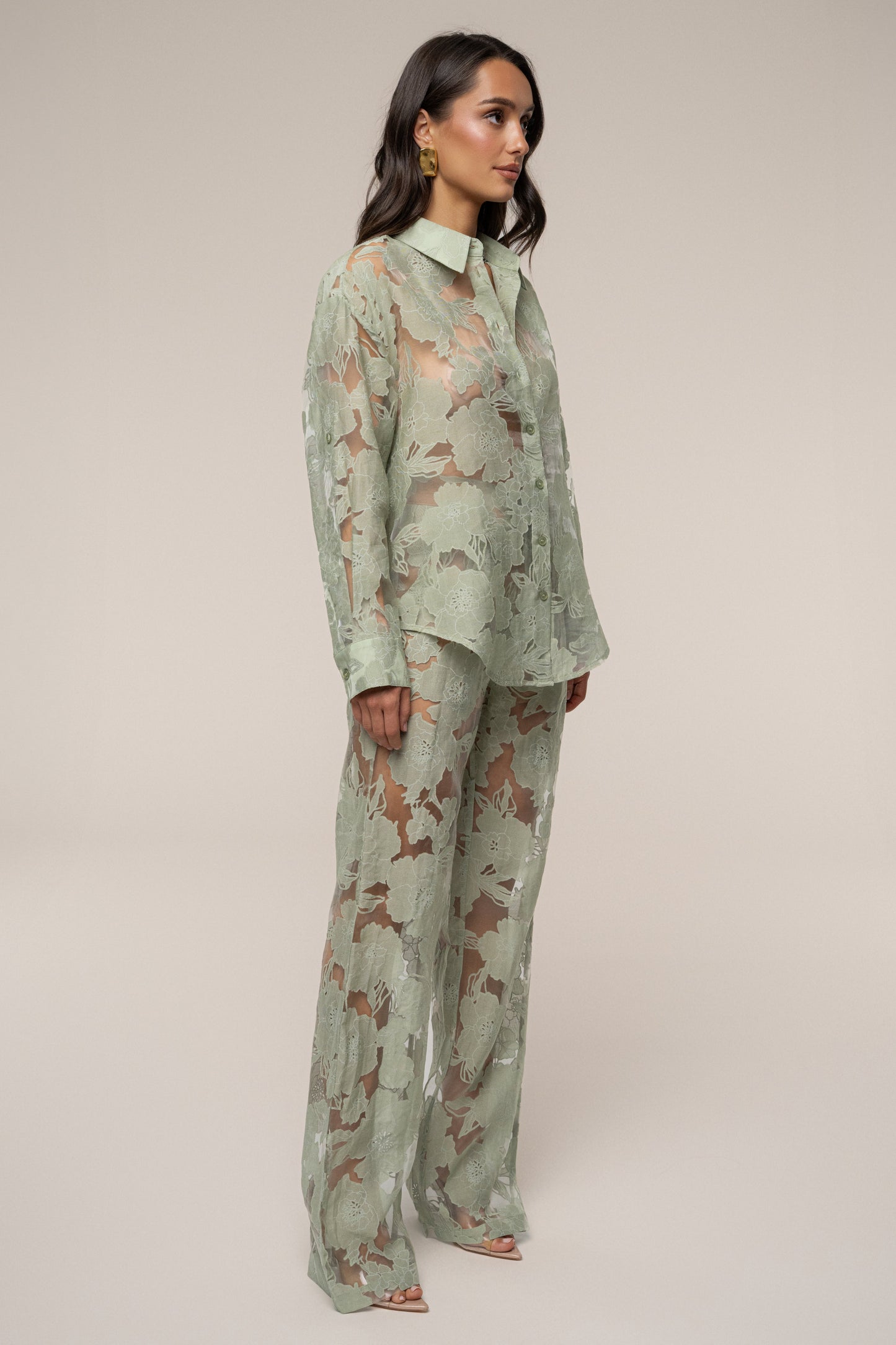 PRE-ORDER Sage Organza Floral Pant