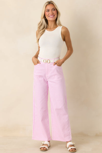 Let’s Get Noticed Pink Stripe Cotton Pants