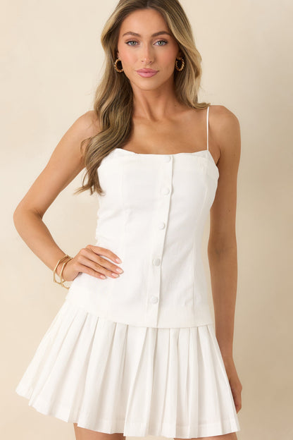 Not Even Trying White Cotton Layered Bodice Mini Dress
