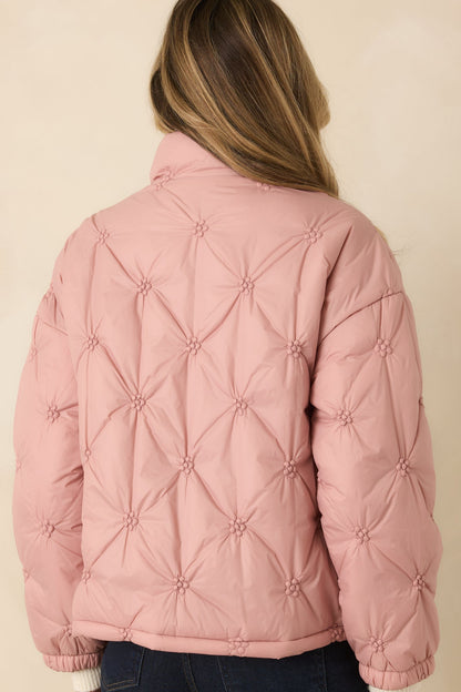 Wrapped Up In You Blush Pink Quilted Puffer Jacket