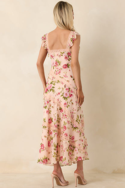 Yours Always Rose Pink Floral Lace & Ruffle Trim Midi Dress