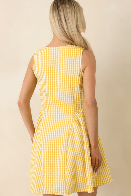 Caught in the Sunshine Yellow Gingham Sleeveless Mini Dress
