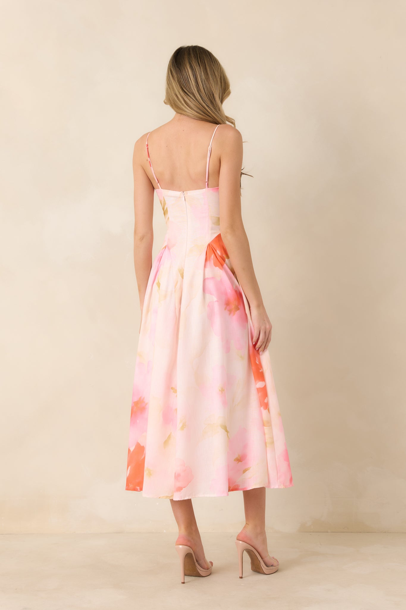 Loving Embrace Blush Pink Multi Floral Midi Dress