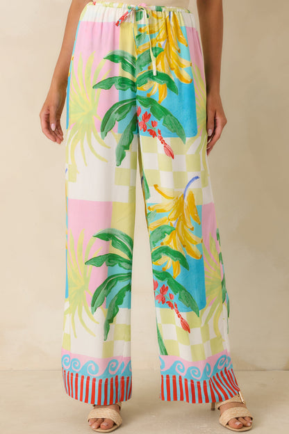 MINKPINK Palmira Multi Vacation Palms Print Drawstring Pants