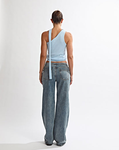 Carrie One Shoulder Top Blue
