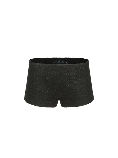 Annabella Textured Black Woven Shorts
