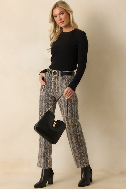 Made For Days Like This Tan Snakeskin Cotton Stretch Jeans